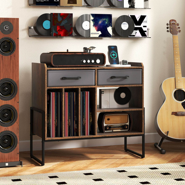 Adjustable Record Player Stand with Charging Station  product image