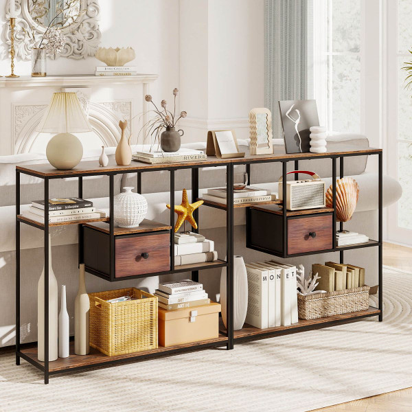 40" Console Table with Drawer and 4-Tier Shelf product image