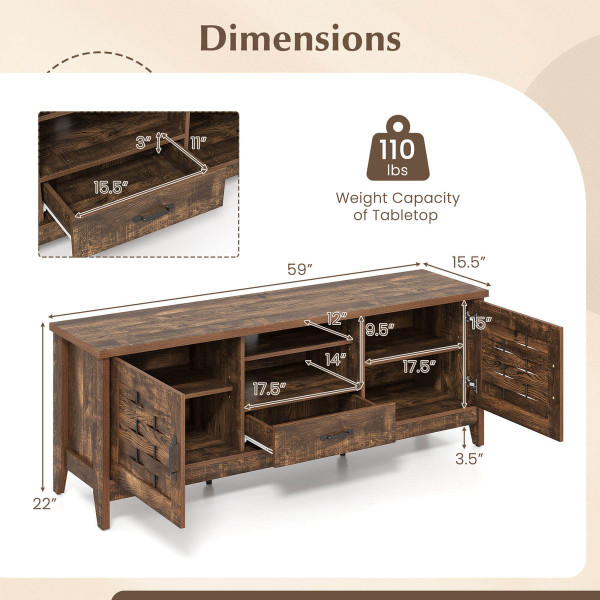 TV Stand with 2 Woven Accent Doors  product image