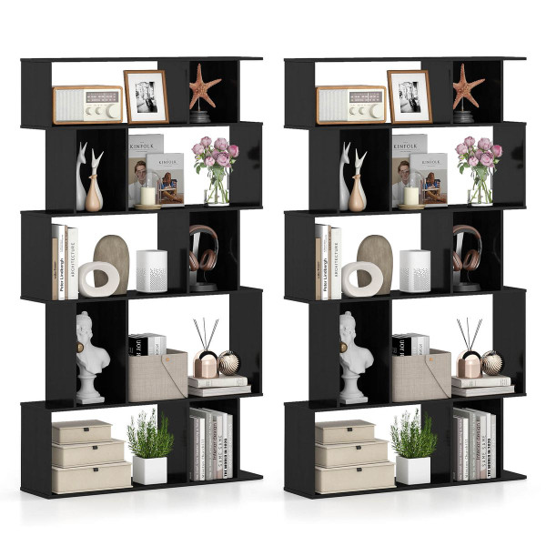 5-Tier Geometric Bookshelf with Open Shelves product image