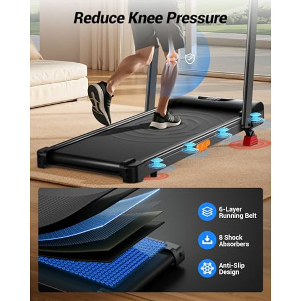 Cursor Fitness 15% Incline Walking Pad Treadmill with Handlebar product image