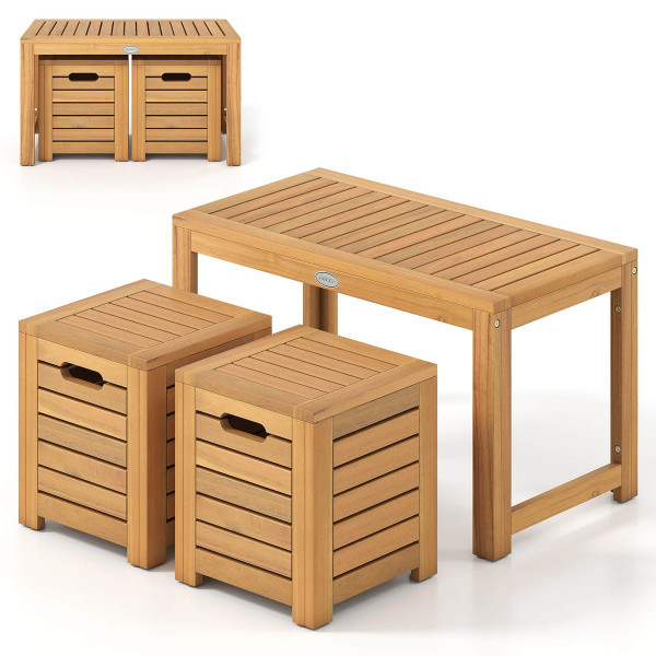 Patio Rectangular Table and Stools (3 Piece Set) product image