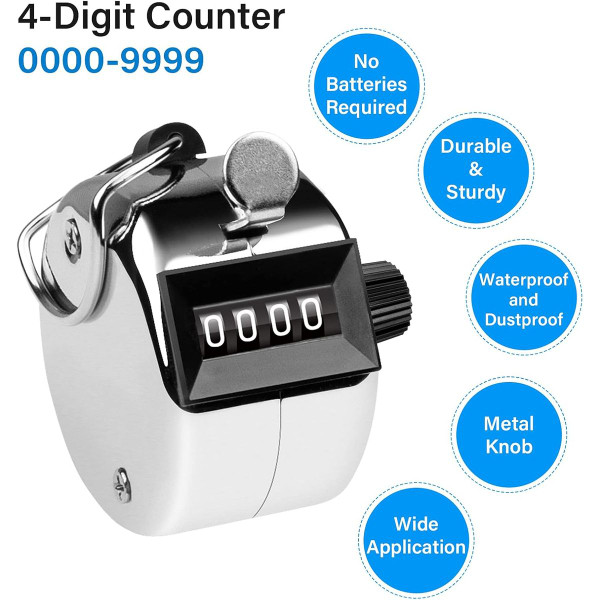 Metal 4-Digit Hand Tally Counter Clicker product image
