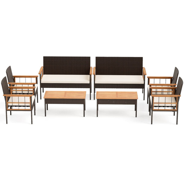 8-Piece Wicker Furniture Set with Coffee Table product image