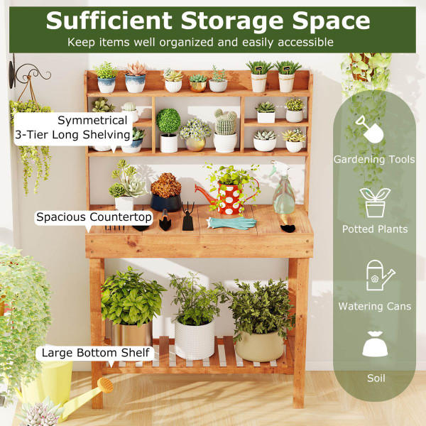 Pine Potting Bench with Hidden Storage Compartment product image