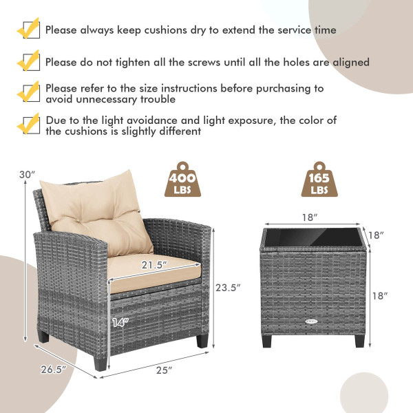 Patio Rattan Furniture Bistro Set (3 Pieces) product image