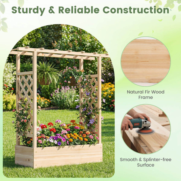 Wooden Raised Garden Bed with Trellis (1- or 2-Pack) product image