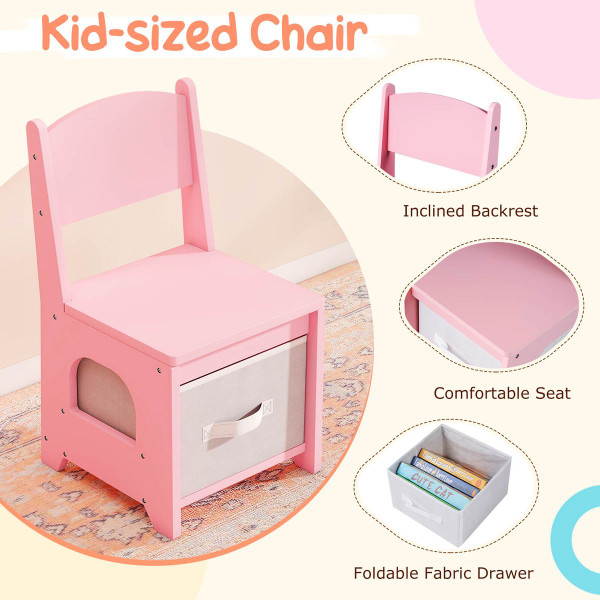 Kids Vanity with 3-Color Lights and 2 Open Compartments product image