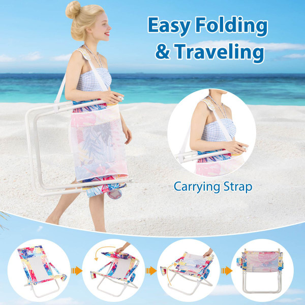 Folding Low Beach Chair with Removable Head Pillow (Set of 2) product image