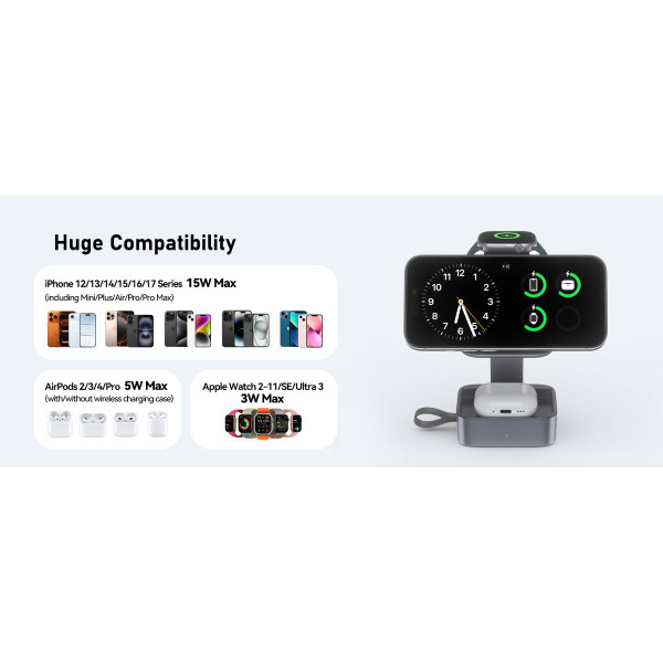 3 in1 Wireless Charging Station for Apple MagSafe Charger product image