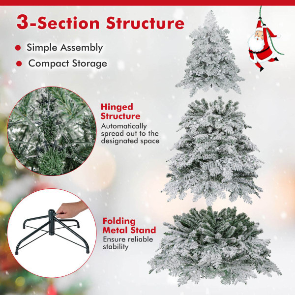 Snow-Flocked Artificial Christmas Tree with Warm White LED Lights product image
