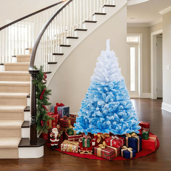 Pink and Blue Artificial Christmas Tree with Flocked Branch Tips product image