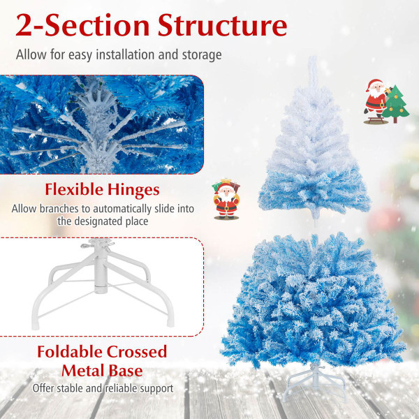 Pink and Blue Artificial Christmas Tree with Flocked Branch Tips product image