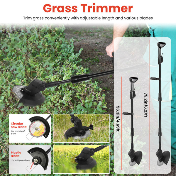 3-in-1 Cordless Electric Pole Saw, Mini Chainsaw, and Grass Trimmer product image