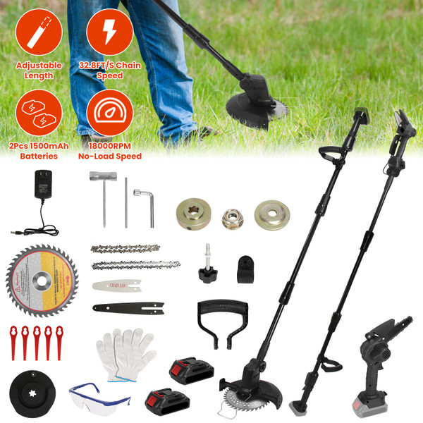 3-in-1 Cordless Electric Pole Saw, Mini Chainsaw, and Grass Trimmer product image