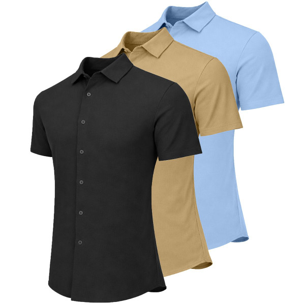 Men’s Button-Up Short Sleeve Dress Shirt (3-Pack) product image