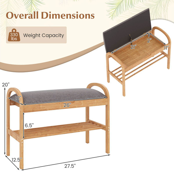 Bamboo Entryway Shoe Bench product image