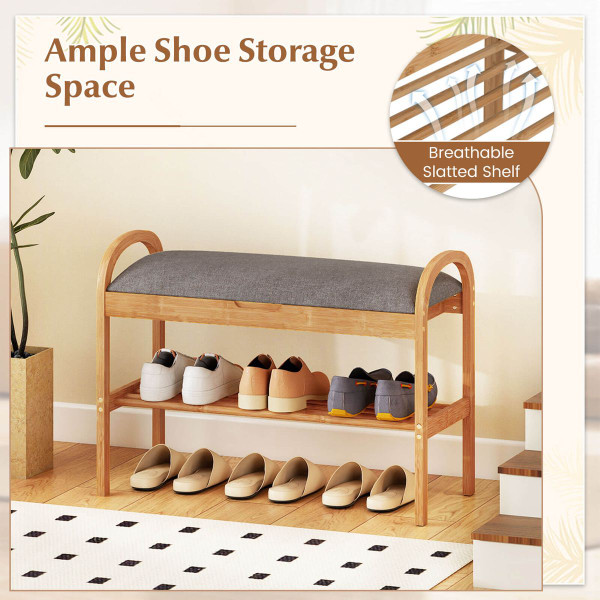 Bamboo Entryway Shoe Bench product image