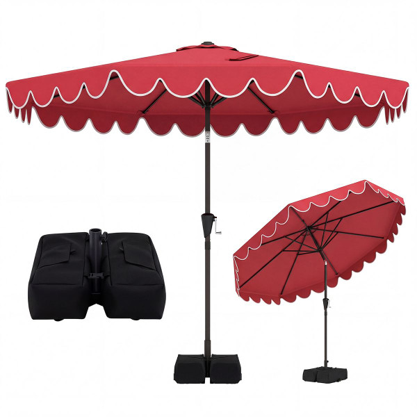 Ruffled Patio Umbrella with Base product image