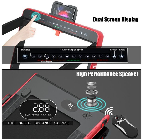 SuperFit™ 2.25HP 2-in-1 Dual Display Folding Treadmill product image