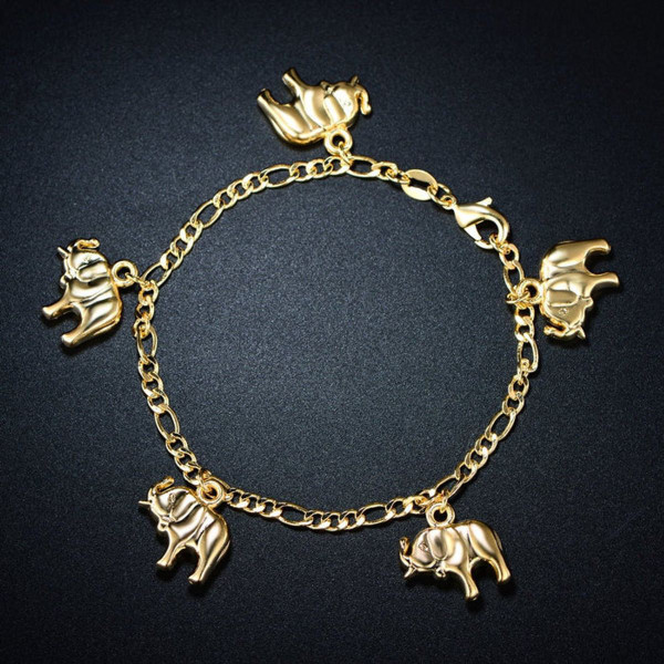 18K Gold Filled Elephant Charm Bracelet or Anklet product image