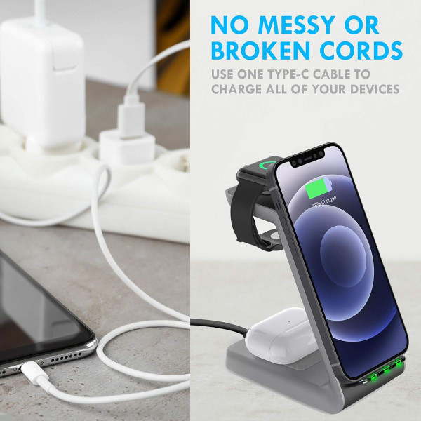 Aduro PowerUp Trinity Pro 3-in-1 Wireless Charging Station for Apple Products product image