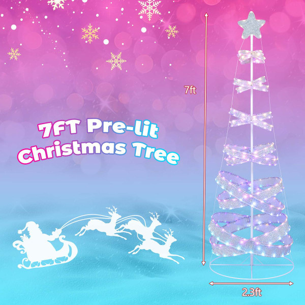 7ft Outdoor Spiral Pre-Lit Christmas Tree with LED Lights product image