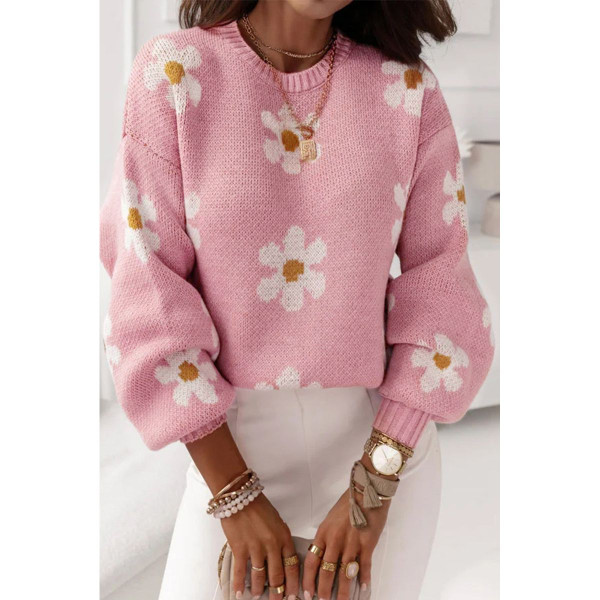 Mariah Floral Pattern Drop Shoulder Sweater product image