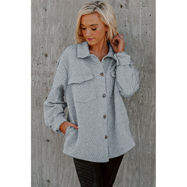 Brooklynn Retro Quilted Flap Pocket Button Shacket product image