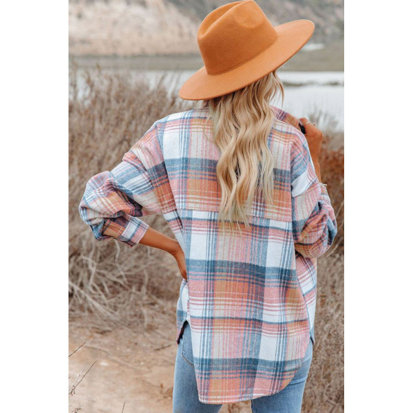 Addison Plaid Flap Pockets Shacket product image