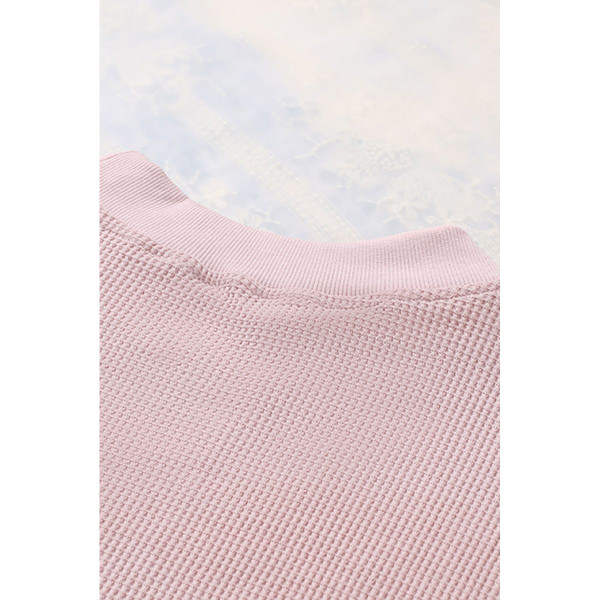 Isabelle Crew Neck Ribbed Trim Waffle Knit Top product image