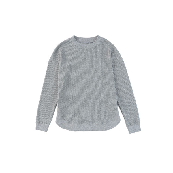 Isabelle Crew Neck Ribbed Trim Waffle Knit Top product image