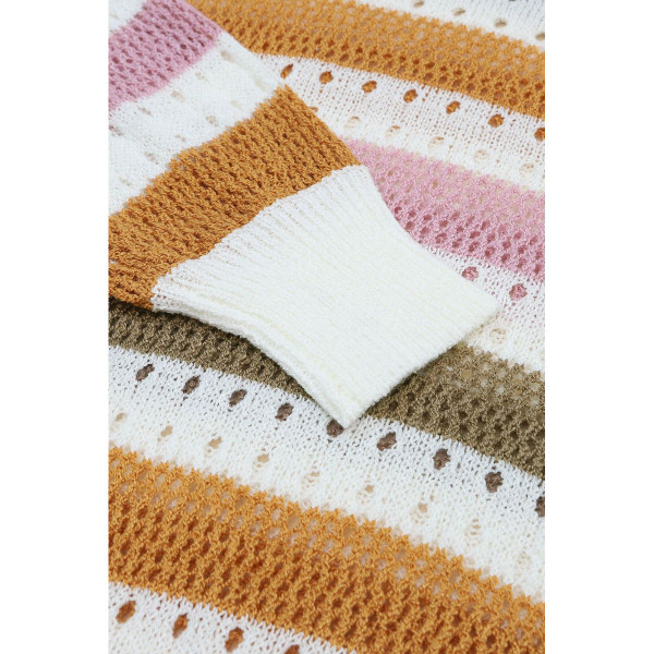 Caroline Striped Hollowed-Knit Loose Sweater product image