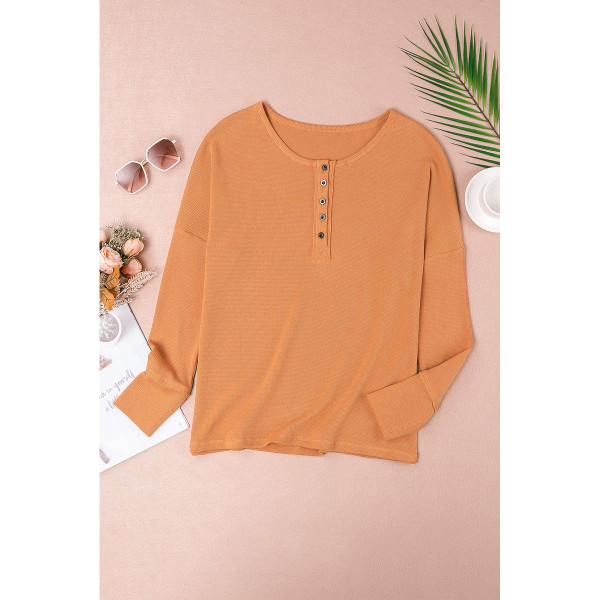Camila Waffle Knit Henley Top product image