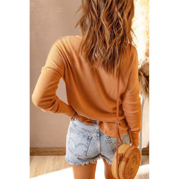 Camila Waffle Knit Henley Top product image