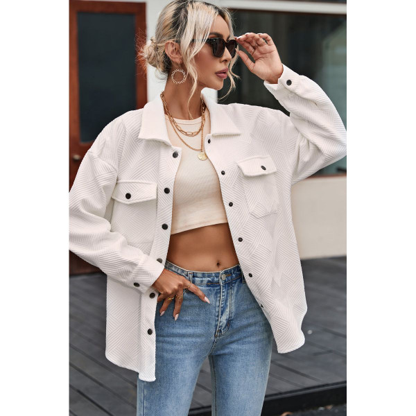 Rosalie Textured Flap Pocket Buttoned Shacket product image