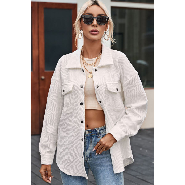 Rosalie Textured Flap Pocket Buttoned Shacket product image