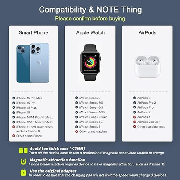 Wireless Charger 3 in 1 Magnetic Travel Station product image