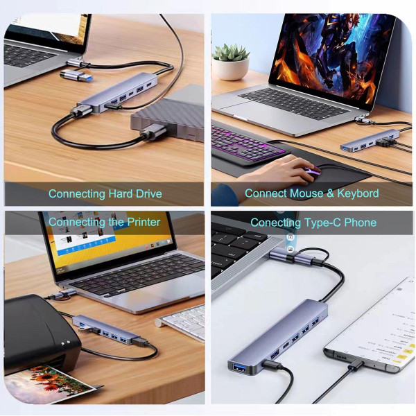 7-in-1 Aluminum USB C & USB Hub (2-Pack) product image