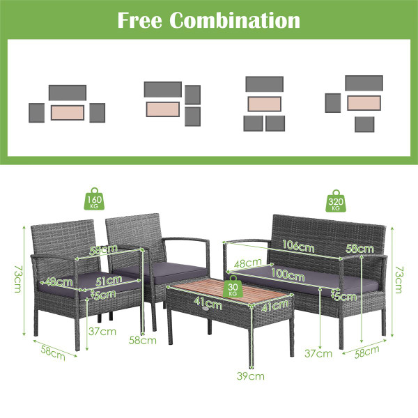 Cushioned Patio Rattan Furniture (8 Piece Set) product image
