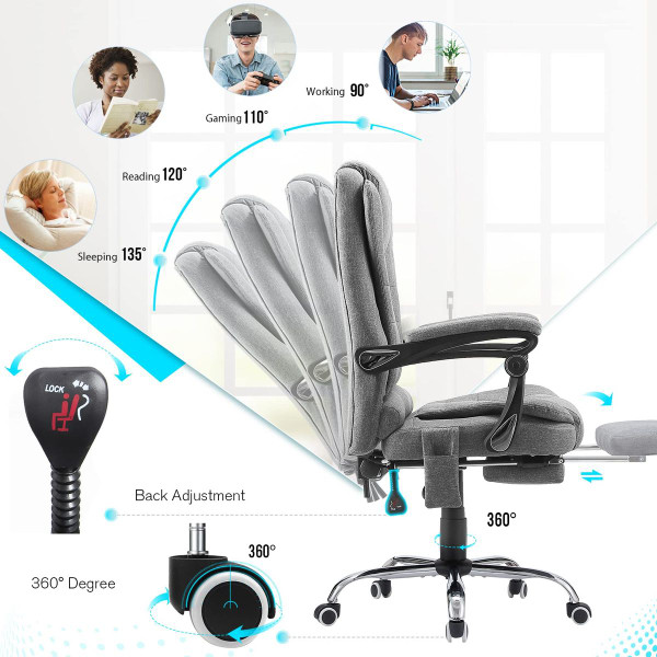 Ergonomic Reclining Office Chair with Optional Footrest product image