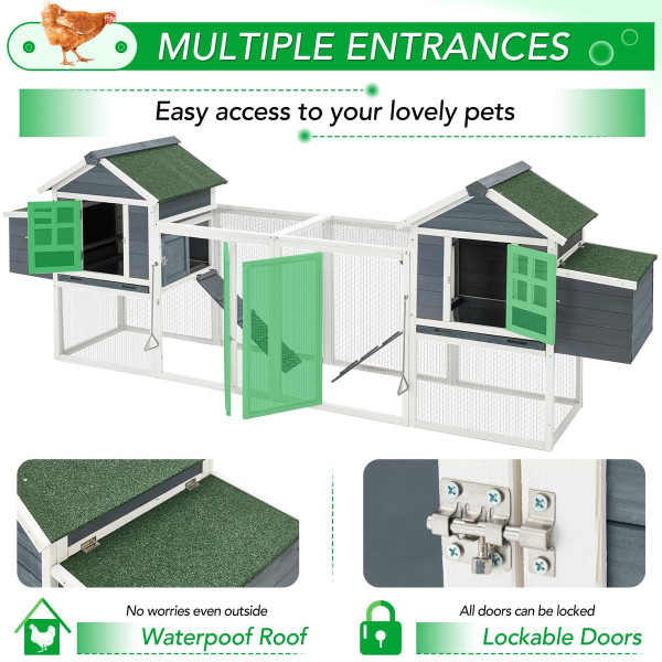 144” Large Wooden Chicken Coop with Ramps and Nesting Boxes product image