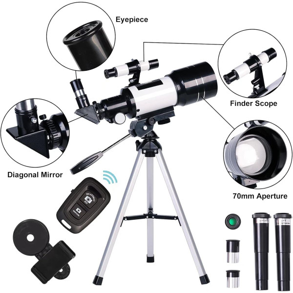 ToyerBee 70mm Aperture Refractor (15X-150X) Portable Travel Telescope product image