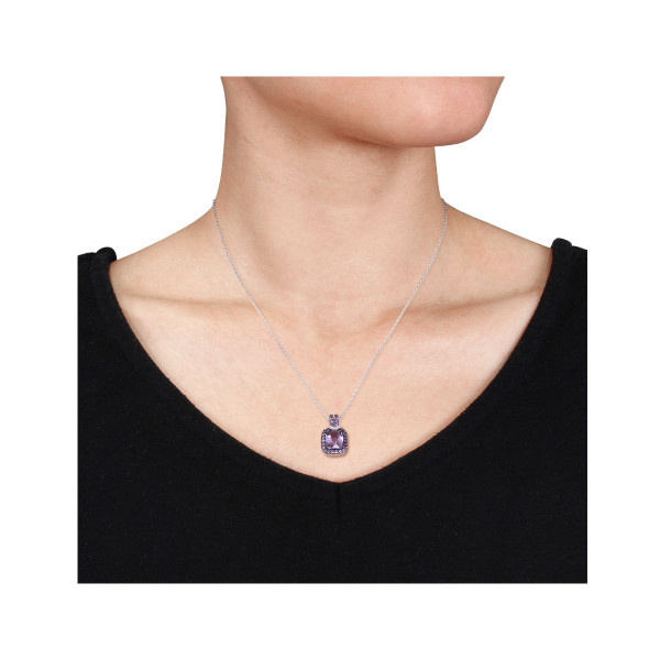3.08 Carat (ctw) Amethyst Pendant Necklace In Sterling Silver product image