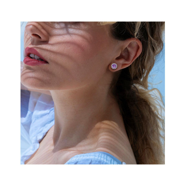 4/5 Carat (ctw) Amethyst Halo Stud Earrings In Sterling Silver product image