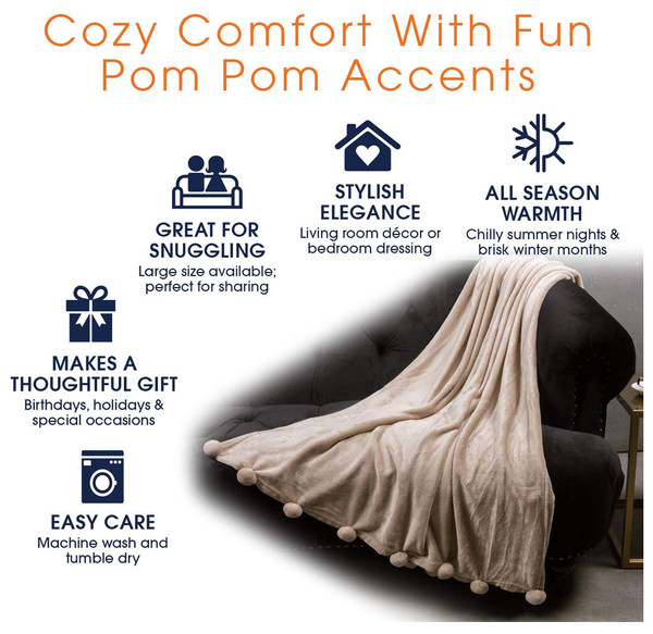 Cheer Collection Pom Pom Flannel Blanket product image