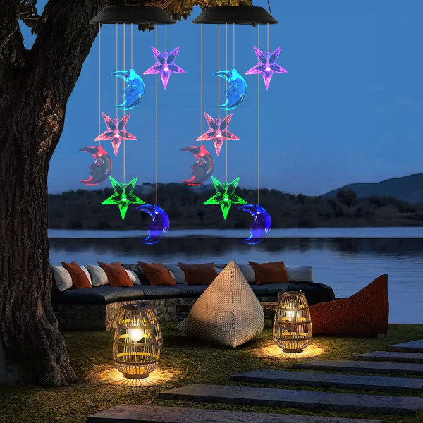 Solar Color-Changing  Moon & Star Wind Chime (1 or 2-Pack) product image