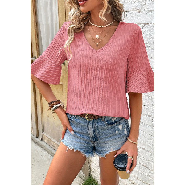 Capri Ruffled Half Sleeve V Neck Textured Top product image