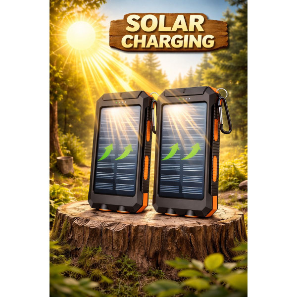 10,000mAh Solar Charger Dual USB + Type‑C/Micro USB Ports (2‑Pack ) product image