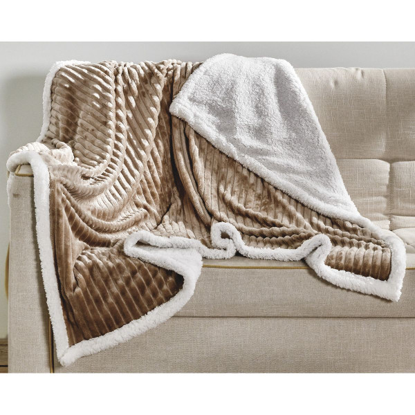 Sheradian Reversible Corduroy-Pattern Sherpa Throw Blanket product image